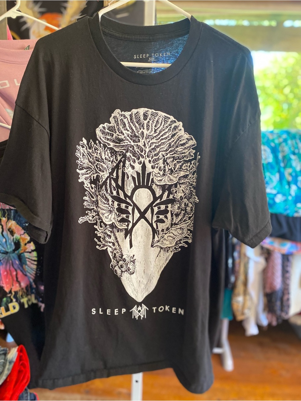 Sleep Token Men’s Black Graphic Short Sleeve Tee – Botanical Logo Design